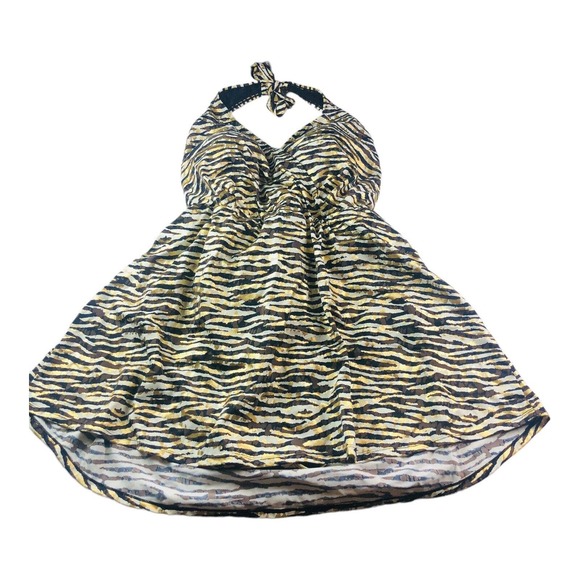 1383 swimsuits for all sz 26 halter metallic once piece swim bathing suit dress - Picture 1 of 8